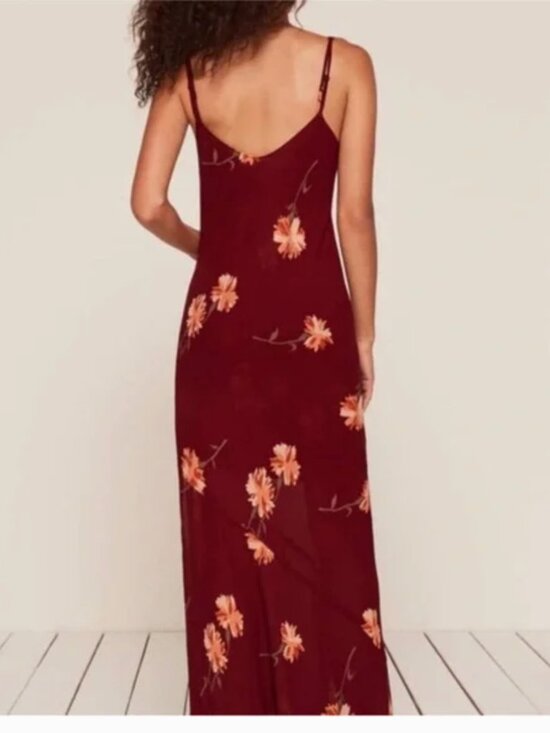 Reformation Auburn floral Santiago Maxi Slip Slit Dress - Picture 8 of 12